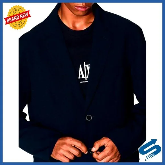 Men's Stretch Blazer with Button Closure and Pockets, Dry Clean Only